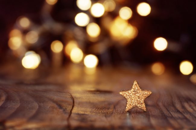 Christmas background with stars and bokeh Adventskalender