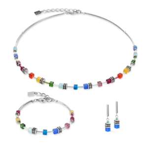 Set GeoCUBE® Lite Mini Halskette Rainbow silber COEUR DE LION